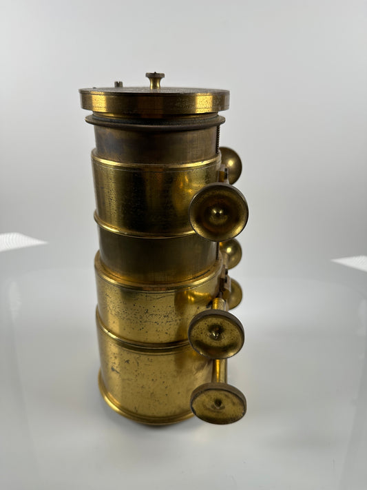 Bi-Unial Triple Rack Telescopic 10 inch brass lens made for laterna magica