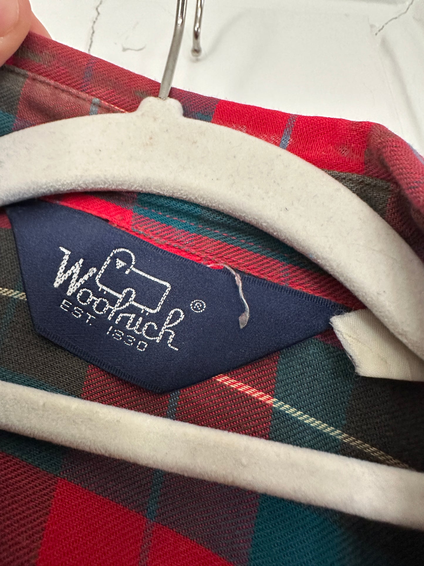Vintage Woolrich Wool blanket plaid hunting work shirt red green Plaid