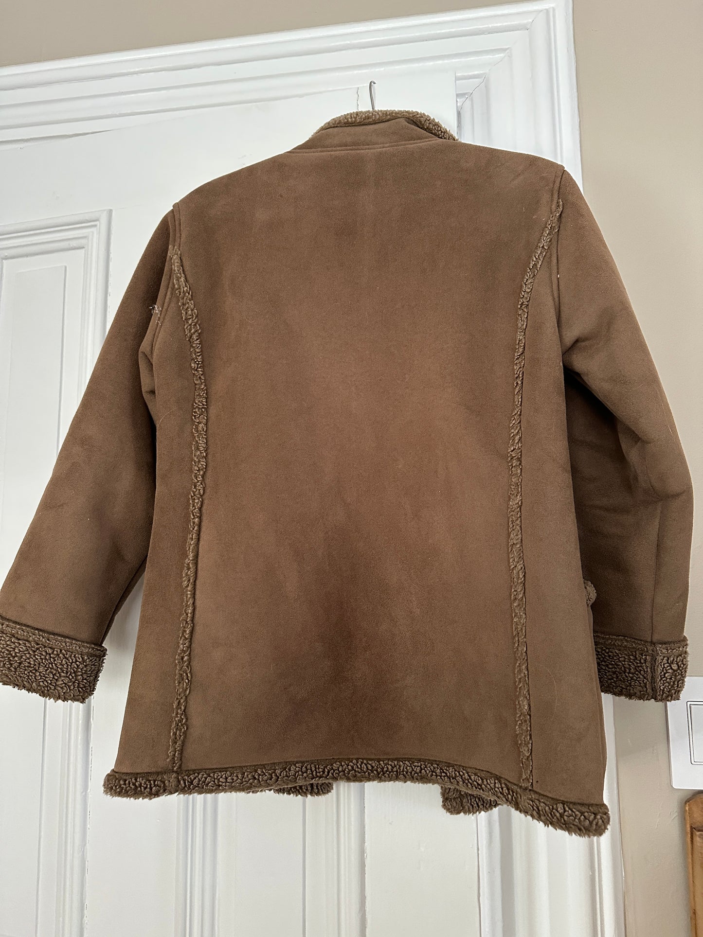 LL BEAN Sherpa Lined Women's Faux Suede Jacket Rancher Size XS Tan Brown