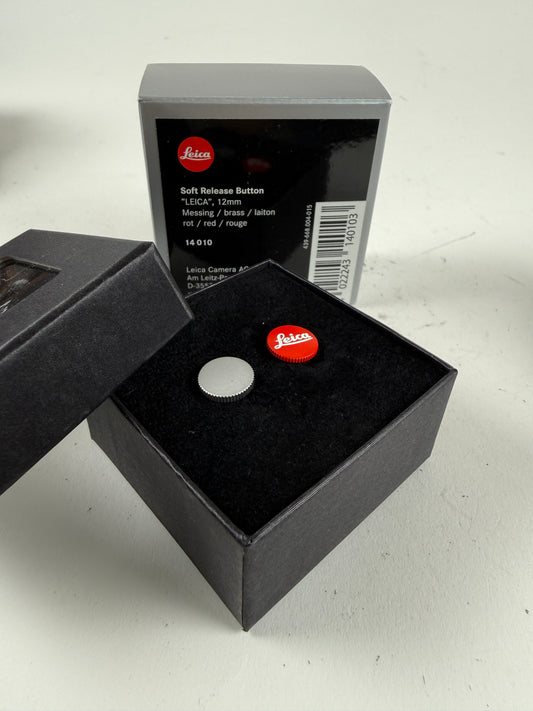 Leica M Soft Release Button 12mm Red with "Leica" lettering #14010