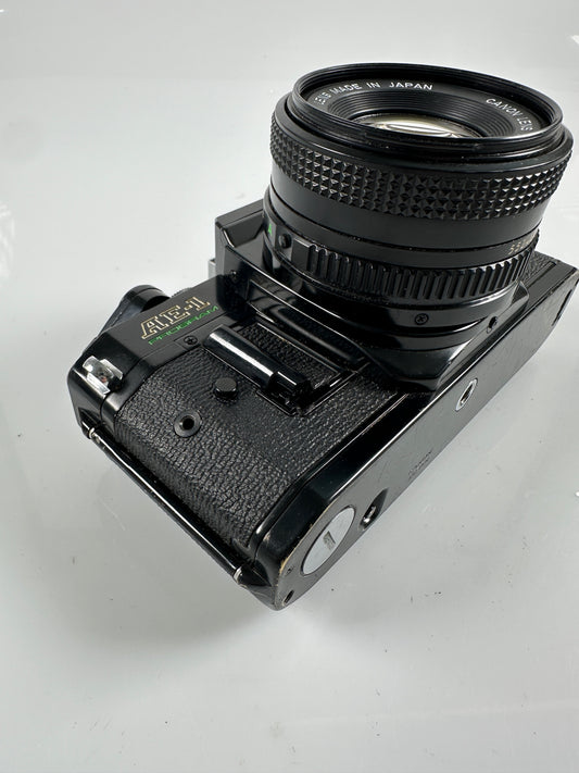 CANON AE-1 program black SLR 35mm Film Camera with 50mm f1.8 E-P rare