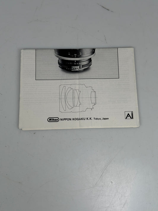 Nikon 135mm f2 Camera Lens Instruction Manual