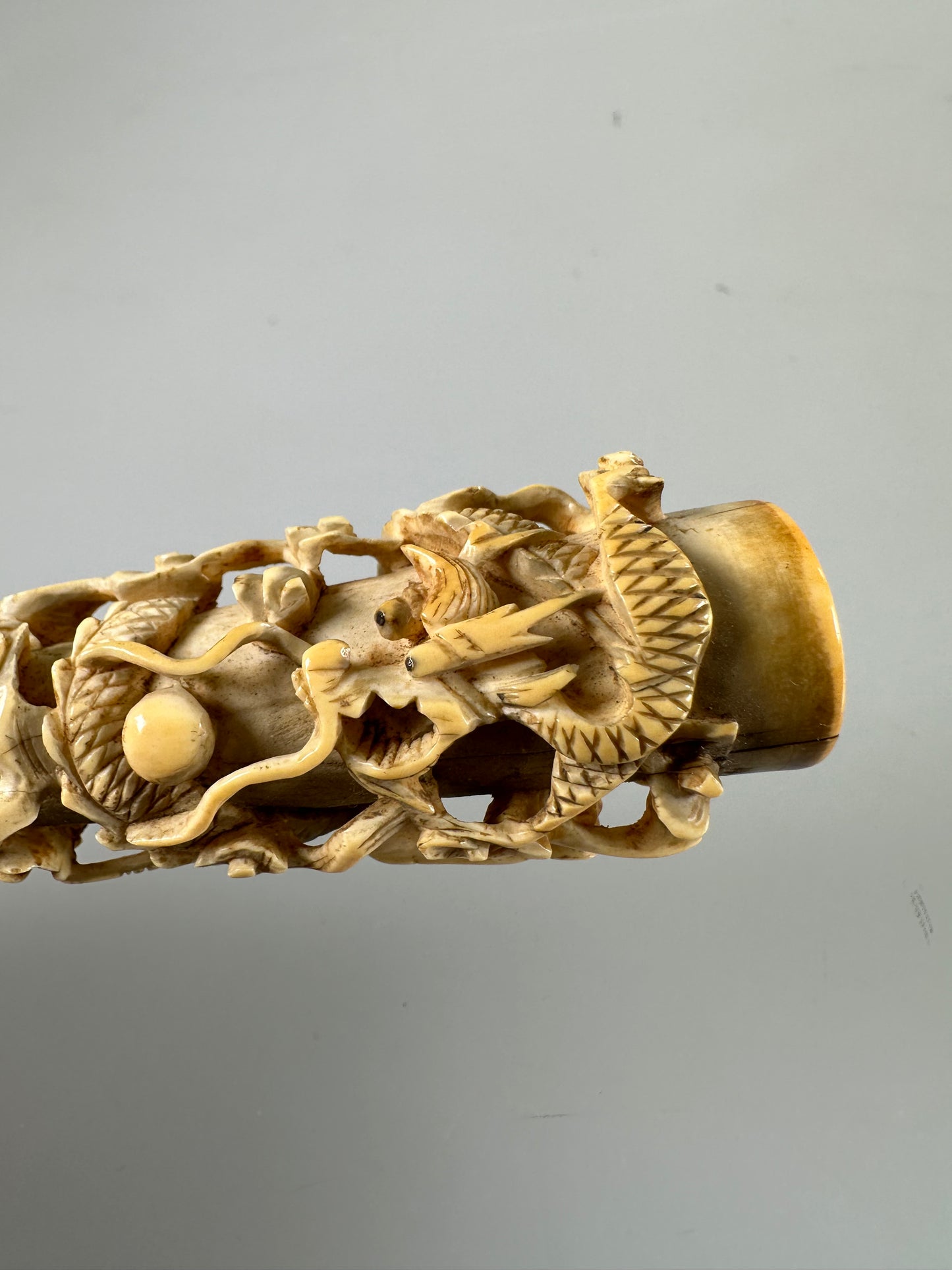 Handmade carved Asian, chinese dragon cigarette and cigar holder