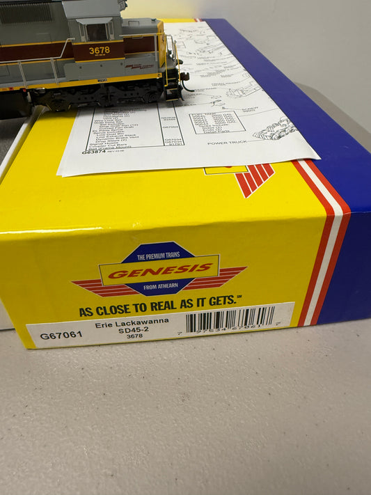 HO ATHEARN GENESIS G67061 SD45-2 ERIE LACKAWANNA Locomotive 3678