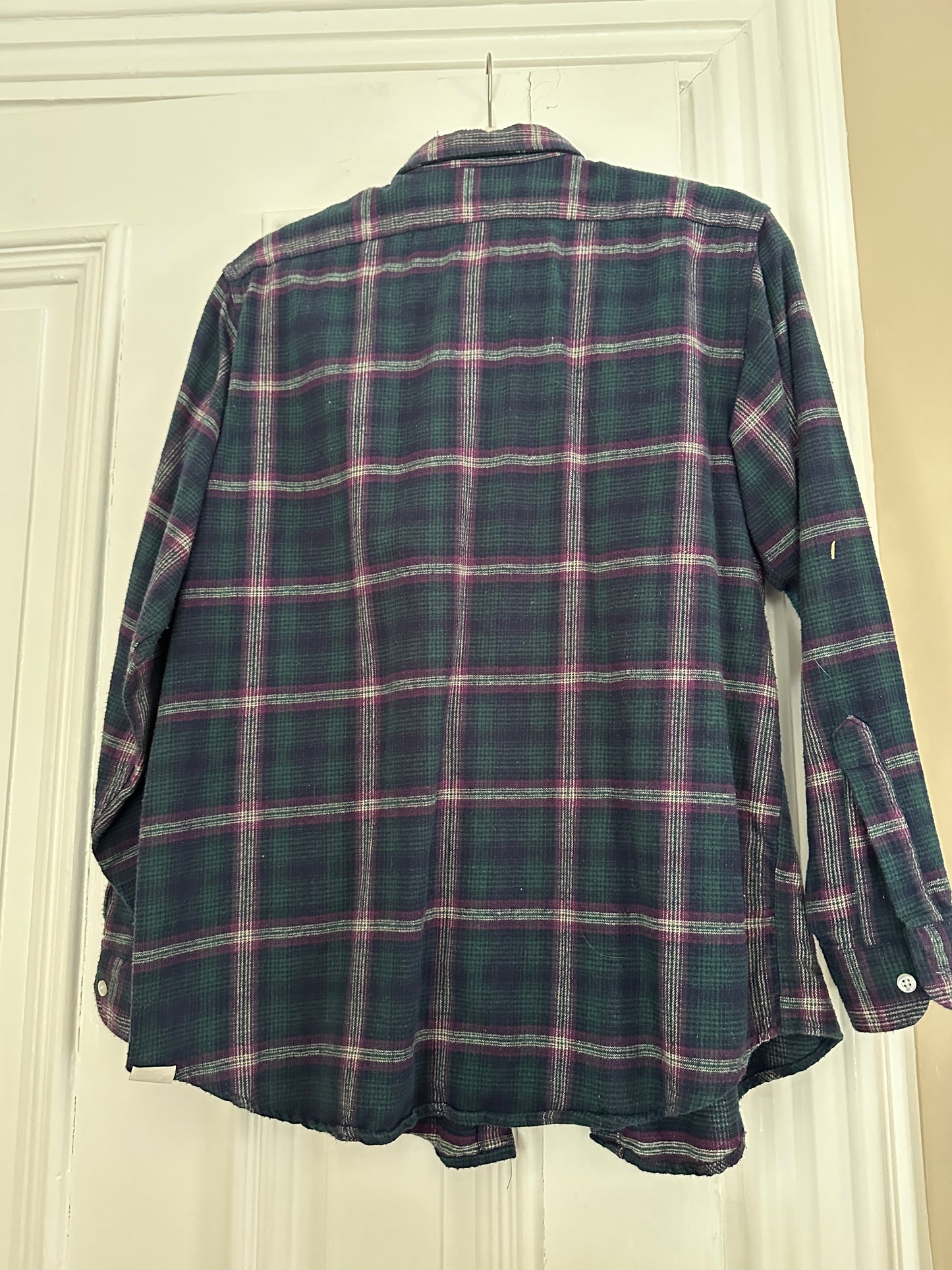 Women’s LL Bean Blue, purple green Flannel Shirt Vintage Small USA