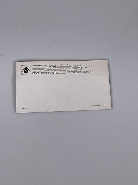 Pentax LX winder Film Camera Instruction Manual