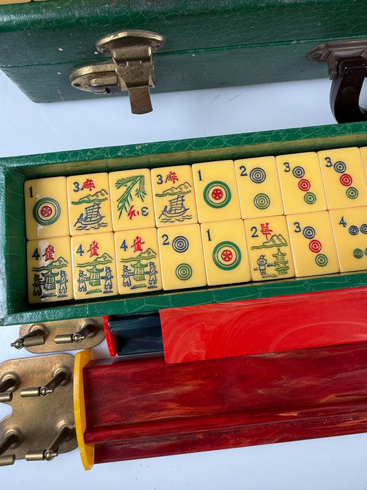 RARE Vintage Mahjong Mah Jong Jongg Bakelite Set with case 162 tiles