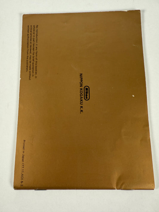 Nikon F2AS Photomic Instruction Manual User Guide