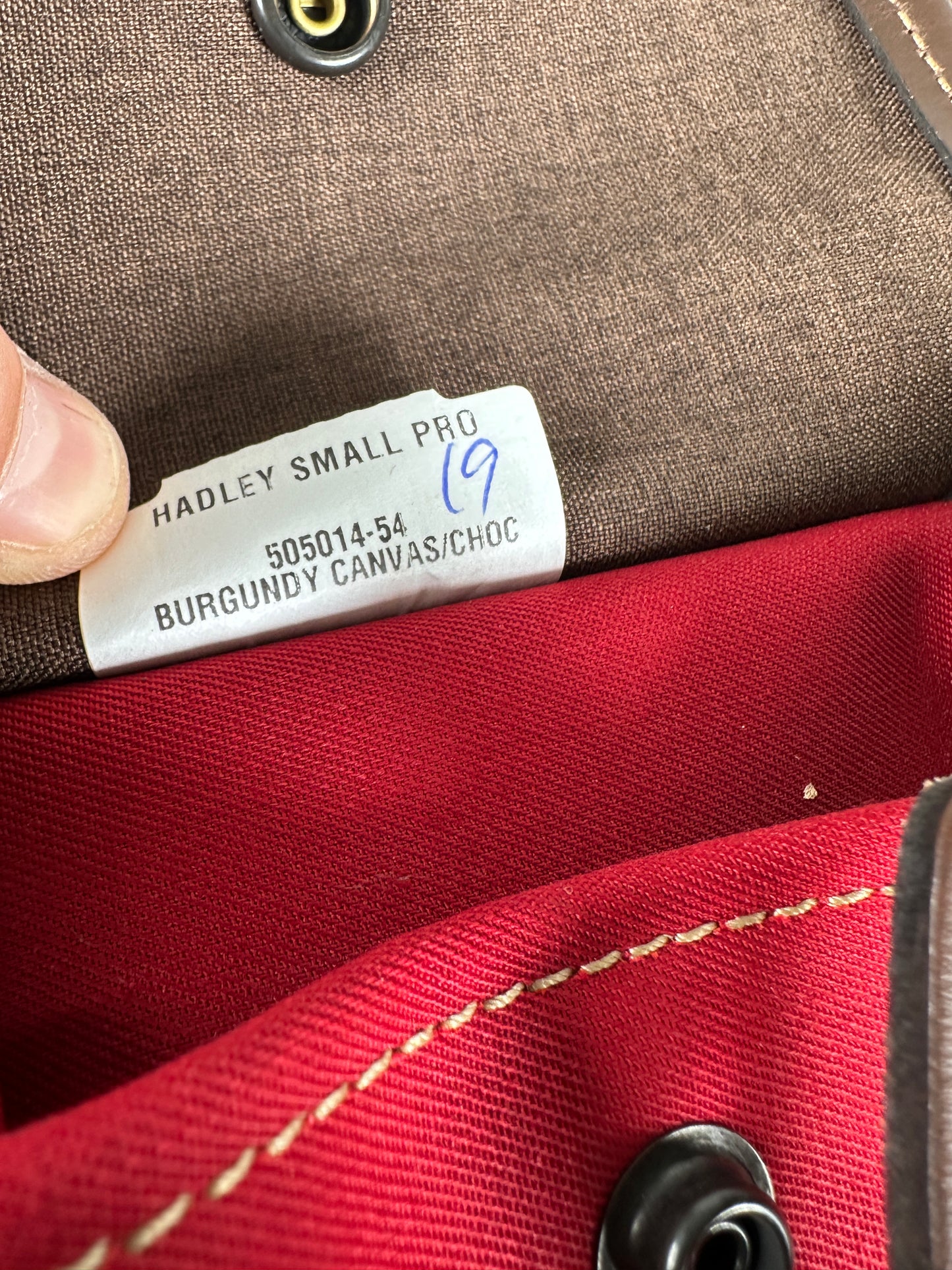 Billingham Hadley Shoulder Bag Small (Burgundy w/Chocolate Leather Trim)