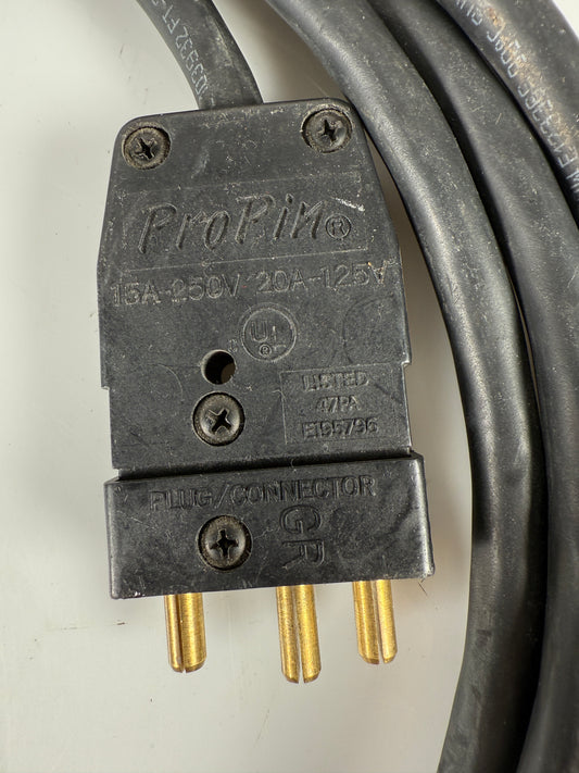 ProPin 15A Male Stage Plug connector to Neutrik Powercon NAC3FCA cable