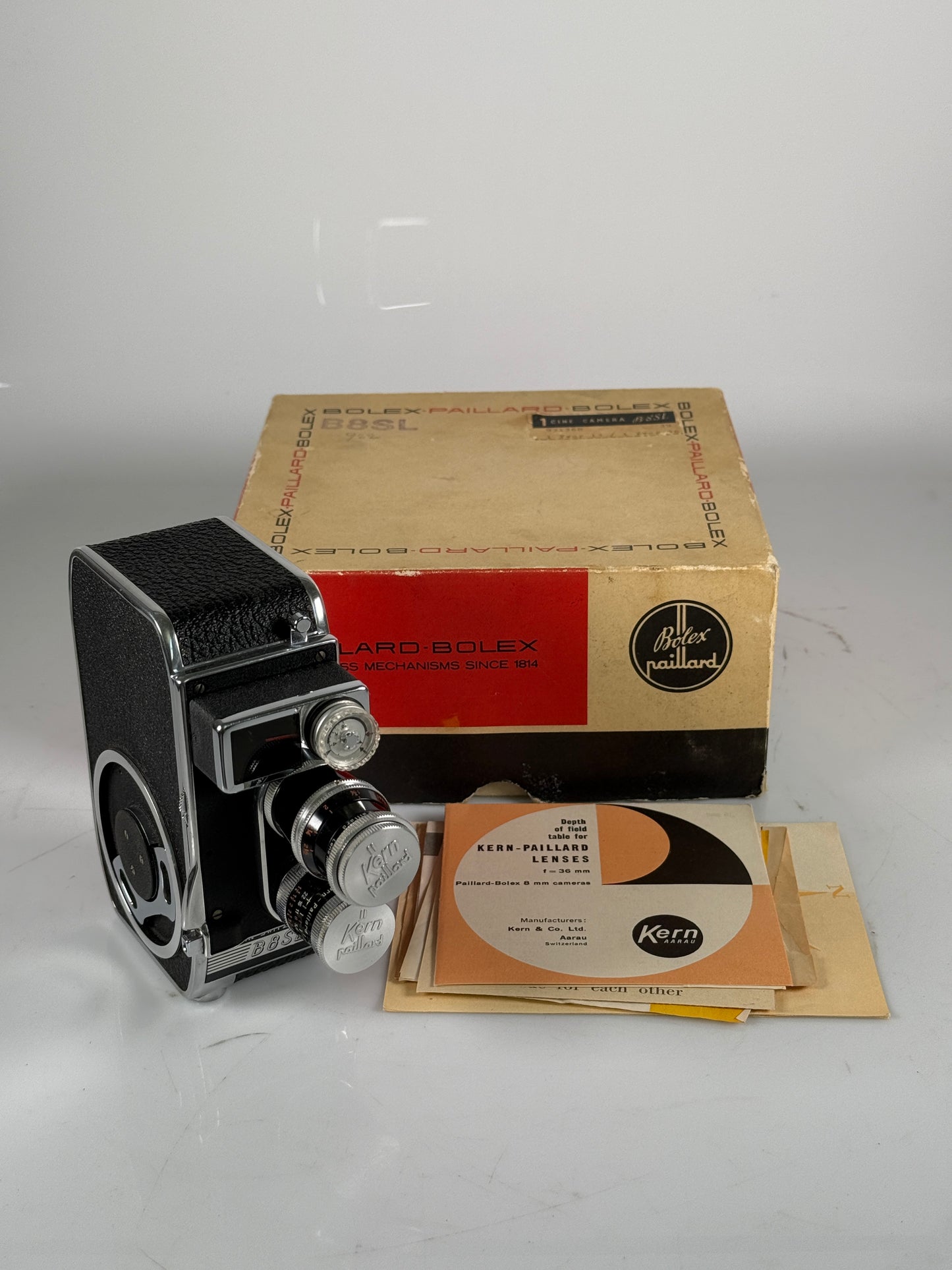 Paillard Bolex B8SL Double 8mm Movie Cine Film Camera w/ 13mm and 36mm Kern Yvar lens