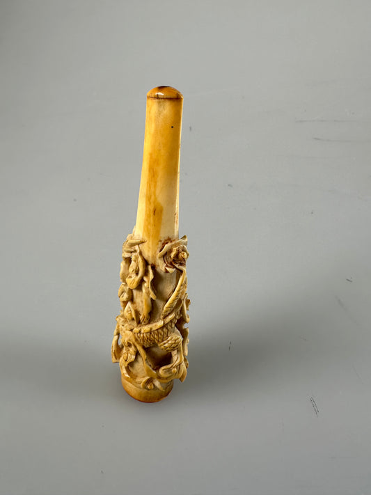 Handmade carved Asian, chinese dragon cigarette and cigar holder
