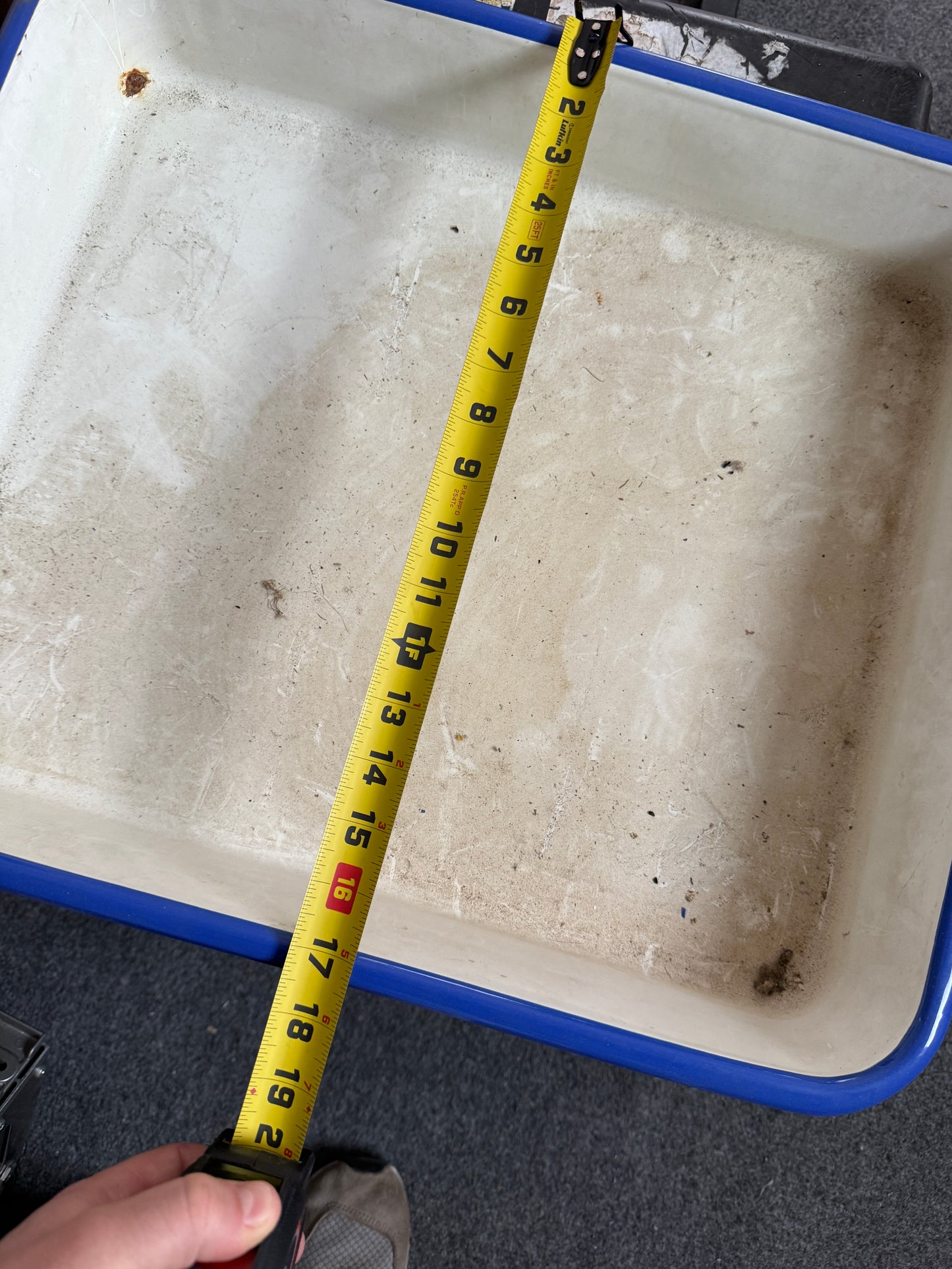 Vintage Porcelain White/Blue Enamel Photo Developing Tray - Film Darkroom 17x20