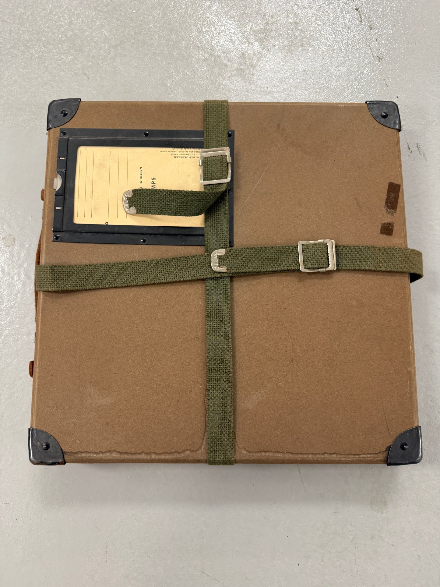 WM SCHUESSLER 16mm Movie Film Reel Shipping Case Fiberboard with Straps