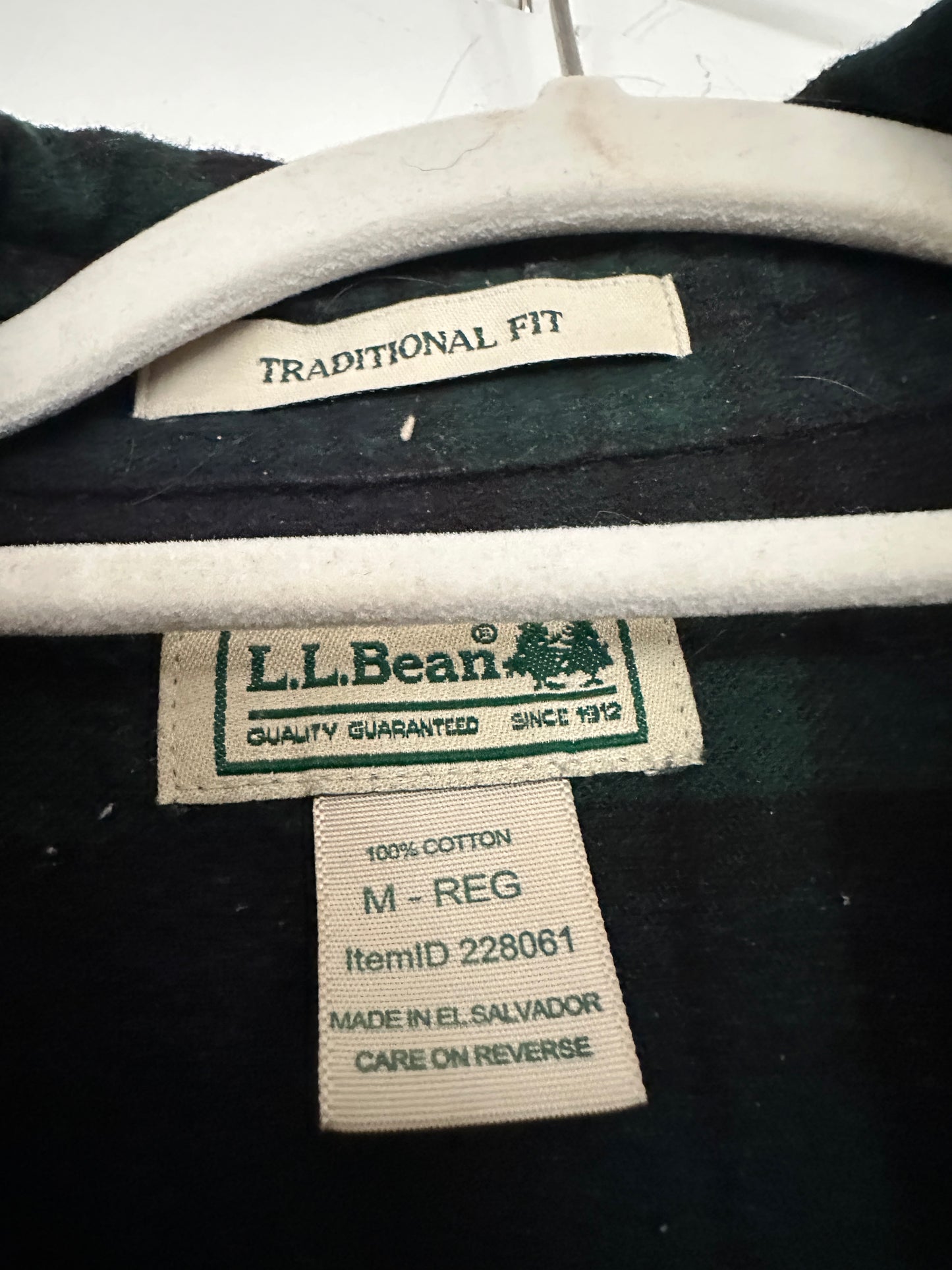 Men’s LL Bean Blue And green Flannel Shirt Vintage Medium