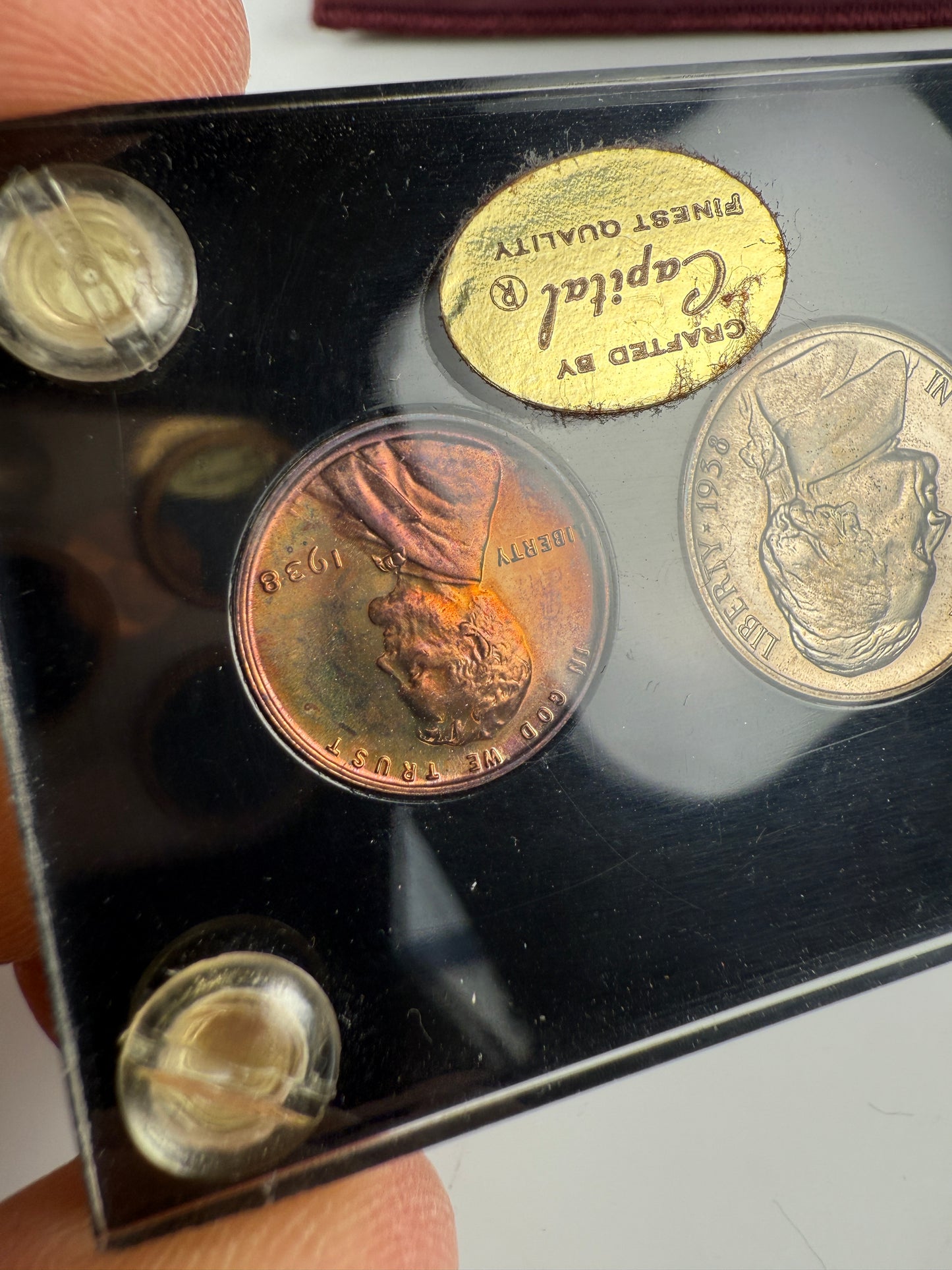 1938 US Mint Silver PROOF Set Gem Coins Black Capital Holder Display Box