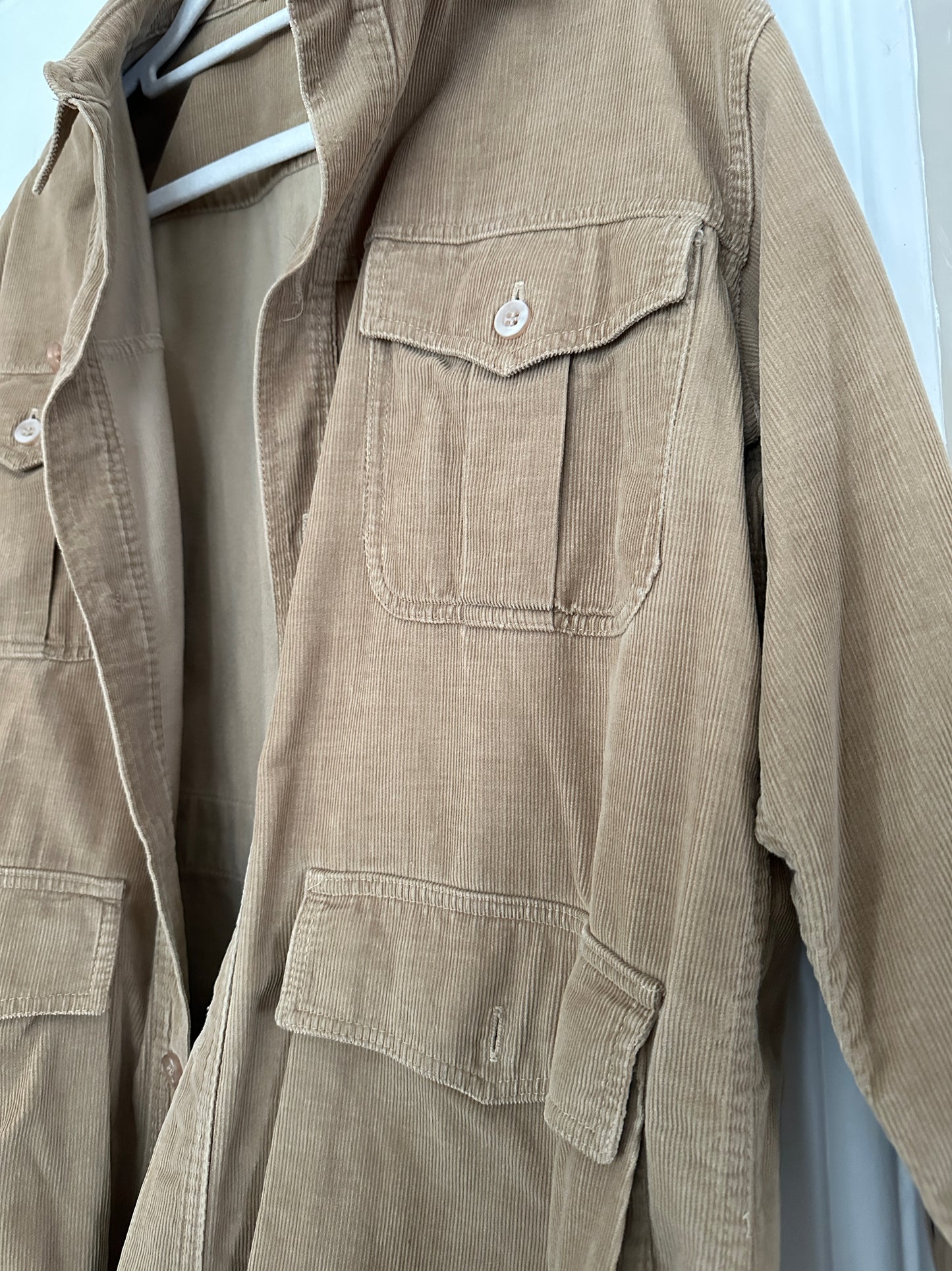 Vintage LL Bean corduroy shirt jacket Shacket tan Medium USA
