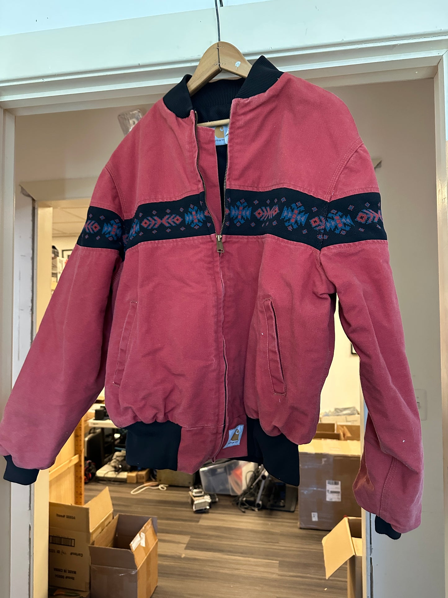 Carhartt Santa Fe Southwest Aztec Jacket Lined Mens XL Red