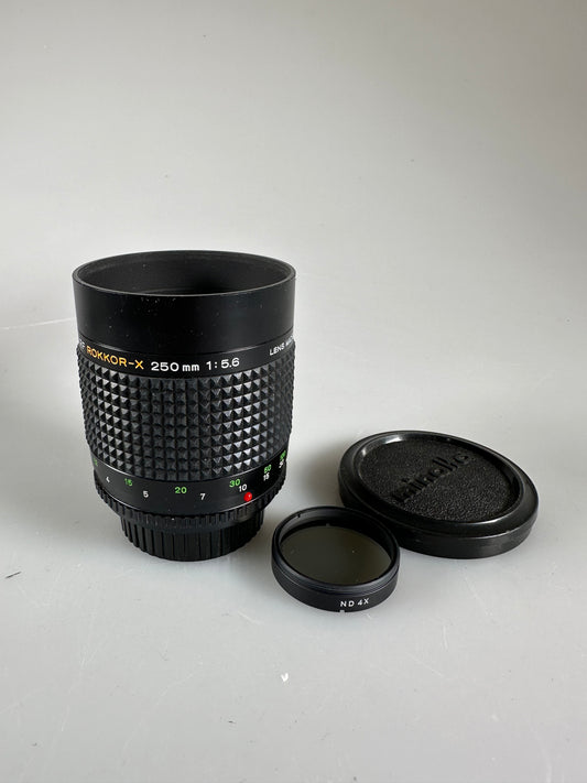Minolta RF Rokkor-X 250mm f5.6 Telephoto Prime Mirror Lens for MD Mount