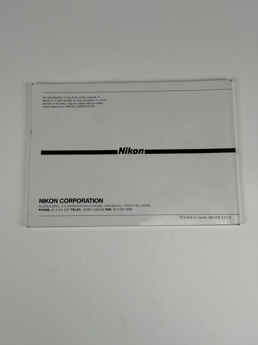 Nikon F4 & F4s Instruction Book, More Camera Guides & Manuals