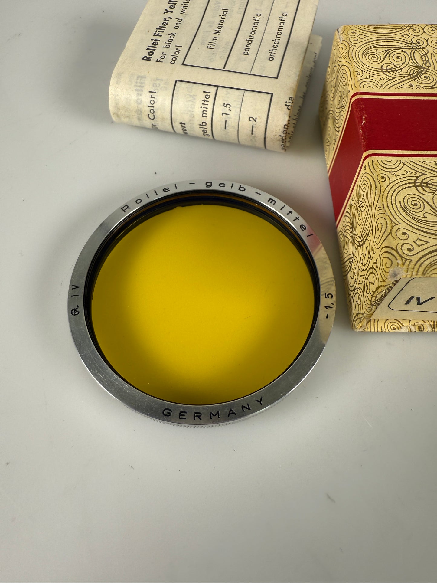 Rollei Bay IV Filter Gelb Mittel -1.5 yellow For Camera TLR Rolleiflex Wide RARE WIIHE