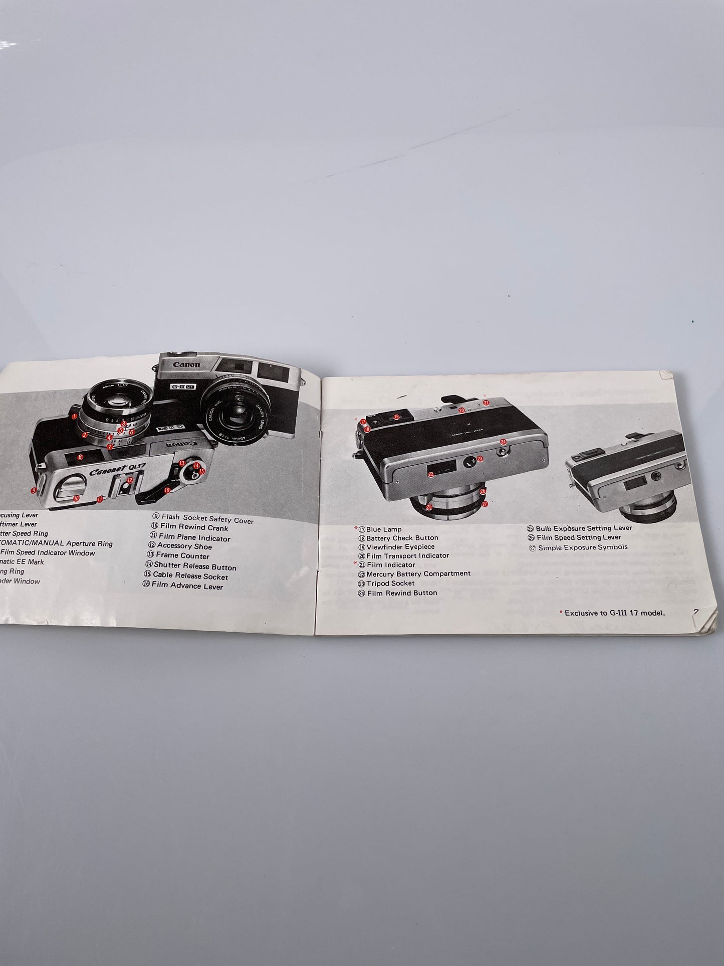 Canon Canonet G-III 17 / 19 Instruction Manual Booklet