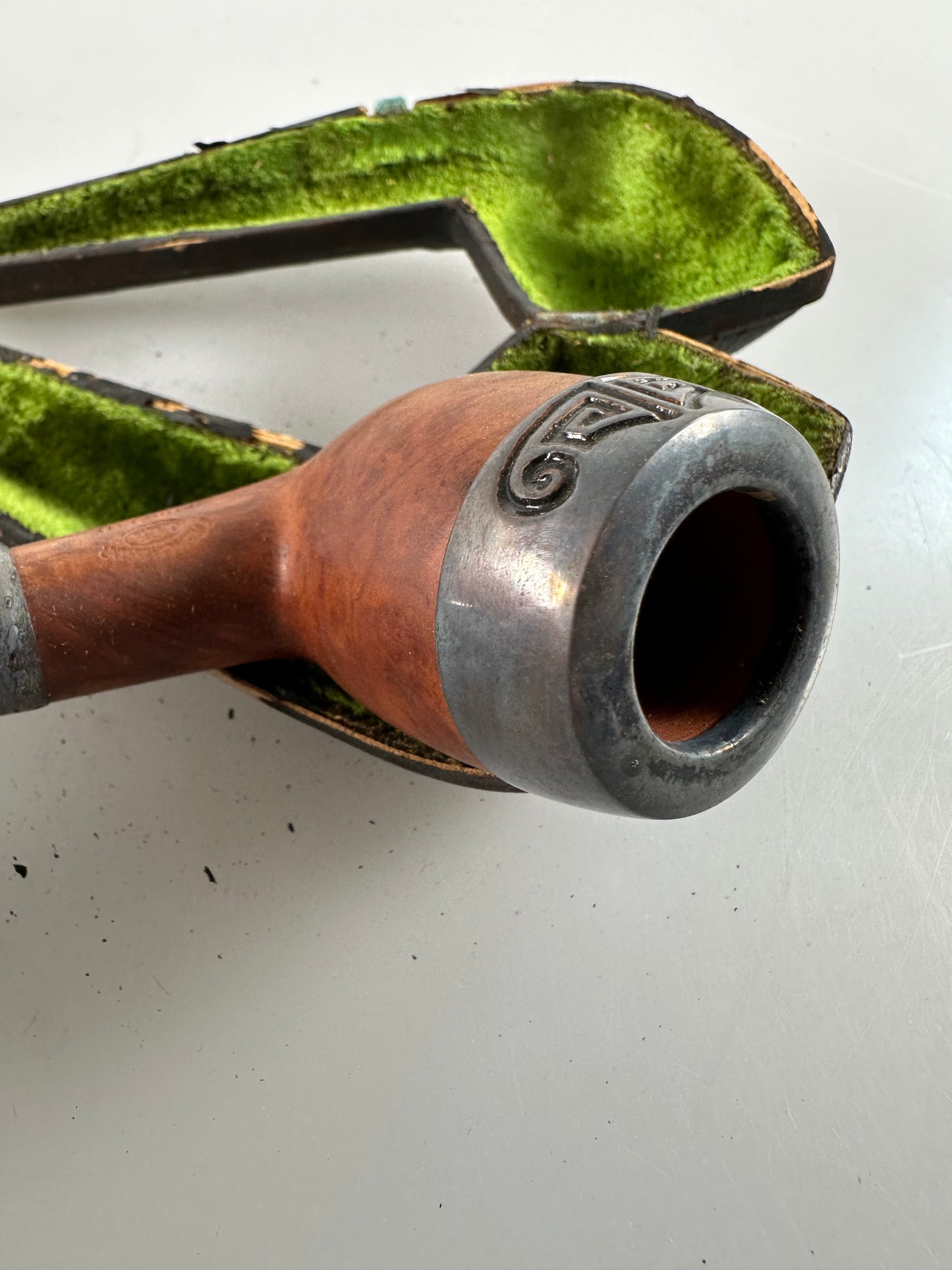 KBB Blue Line Bakelite Pipe, Unsmoked Silver French Briar