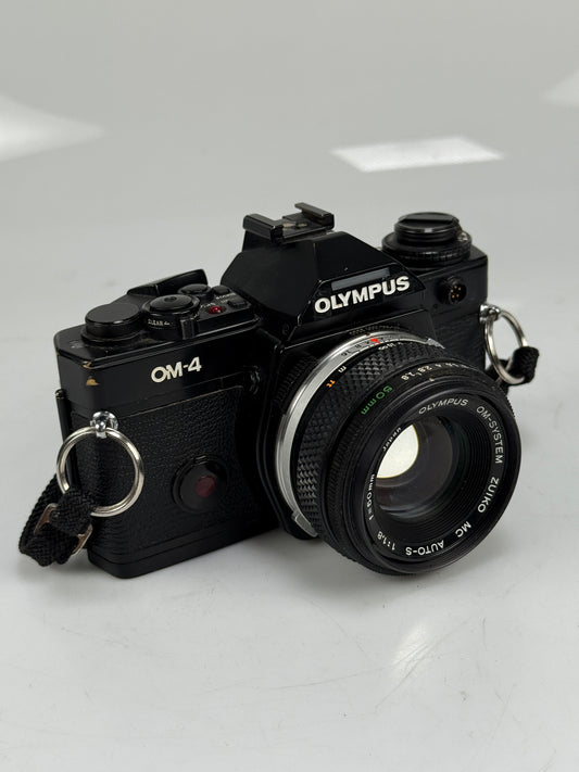 Olympus OM-4 black 35mm SLR Camera Kit with 50mm f1.8 Lens
