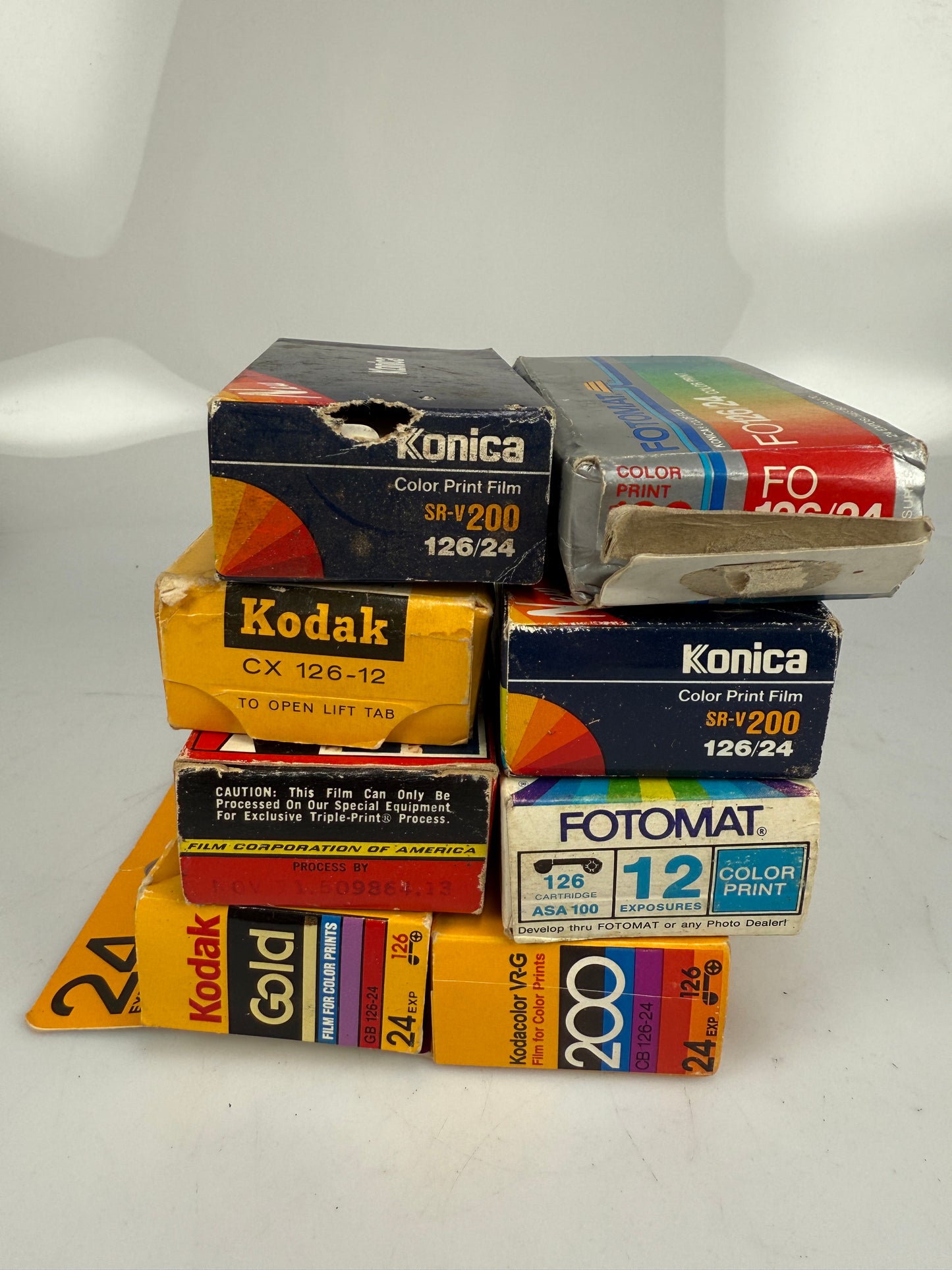 126 film lot 8 rolls kodak, Konica, fotomat