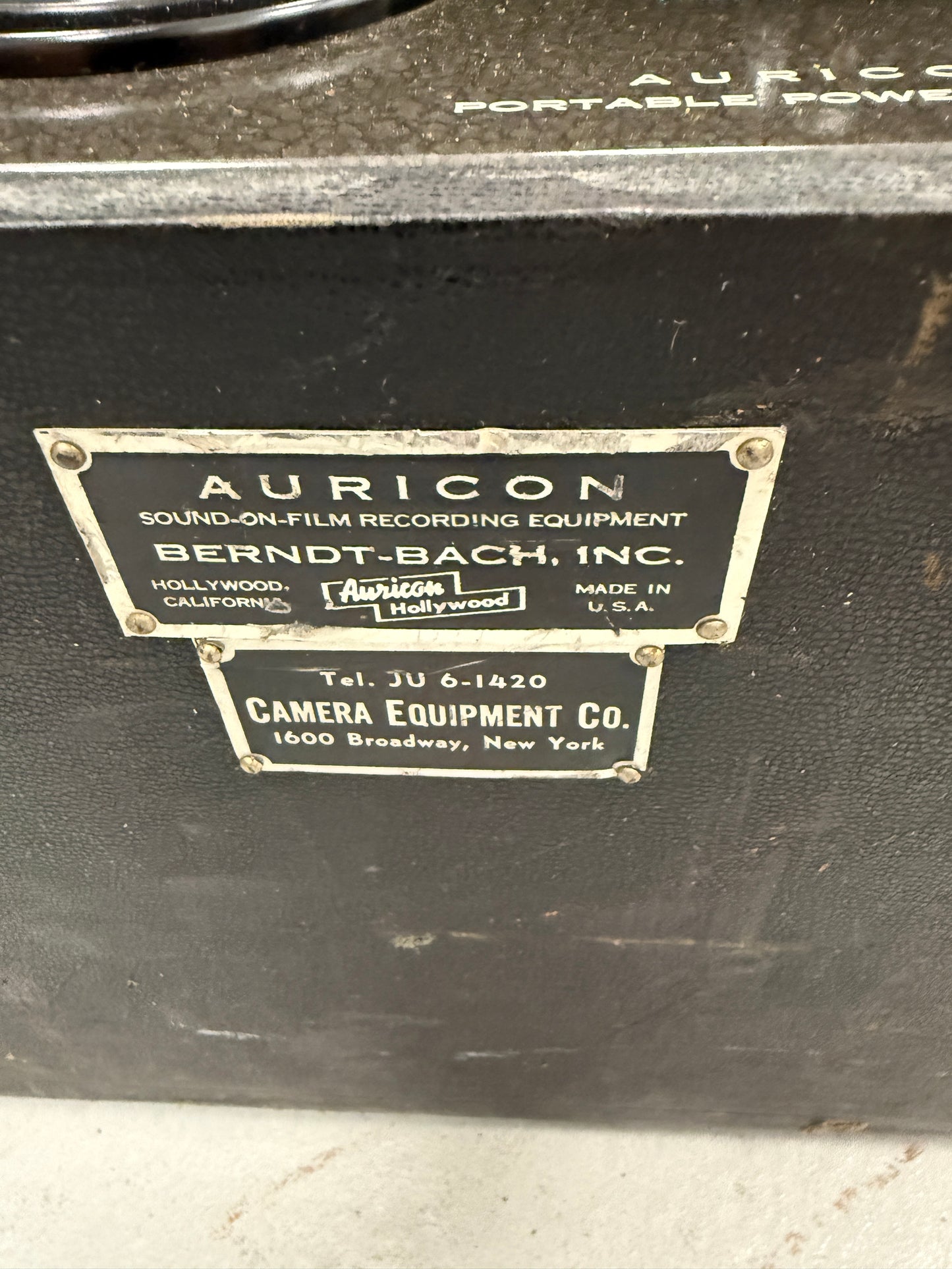 Bach Auricon Sound on Film recording equipment portable power supply