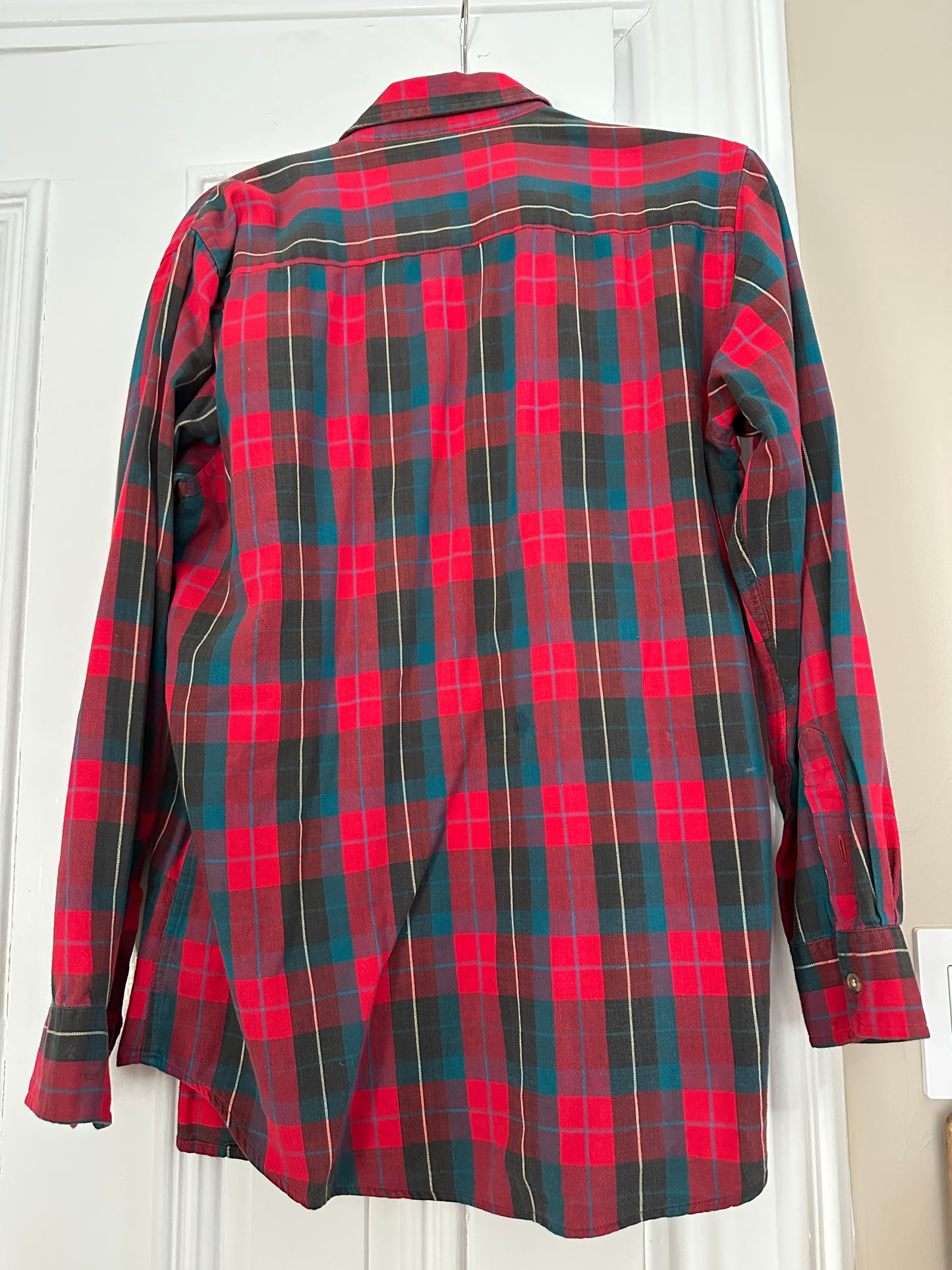 Vintage Woolrich Wool blanket plaid hunting work shirt red green Plaid