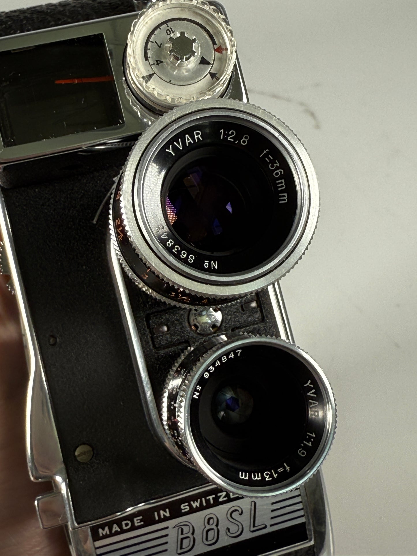Paillard Bolex B8SL Double 8mm Movie Cine Film Camera w/ 13mm and 36mm Kern Yvar lens