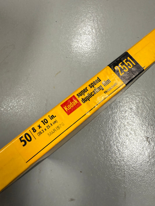 Expired 8x10 KODAK 2551 Super Speed Duplicating Large Format Film 50 Sheets 1976