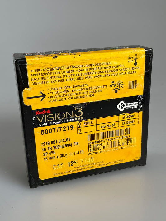Kodak Motion Picture Film 7219 500T vision 3 16mm 100 FT