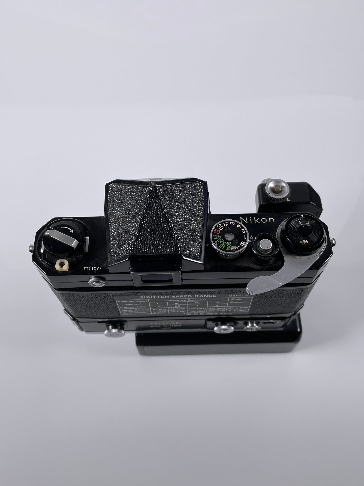 Nikon F 35mm SLR Film Camera + Motor Drive F-36 with battery Black prism