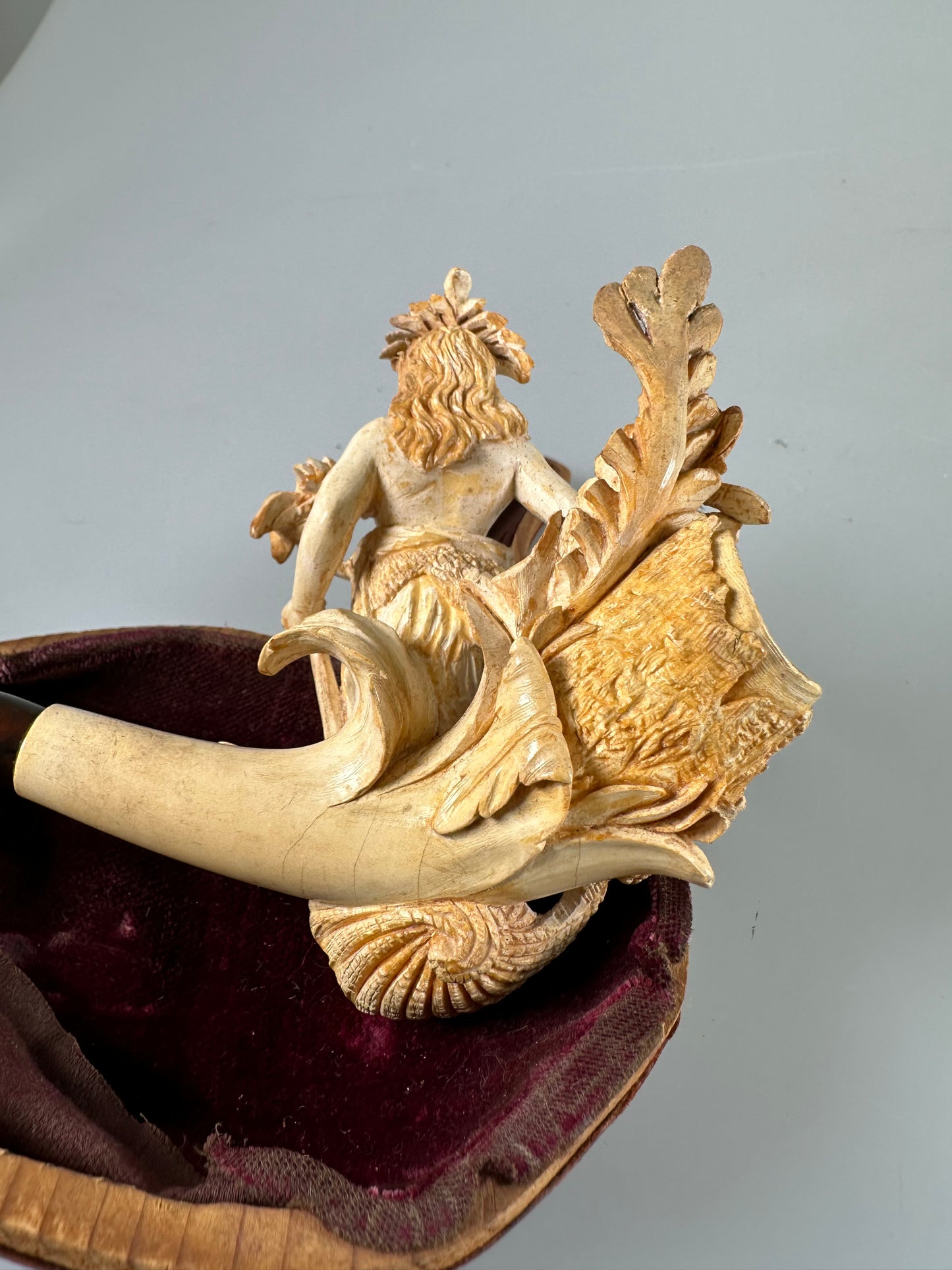 Meerschaum Handmade carved Pipe Ocean, seashell, woman