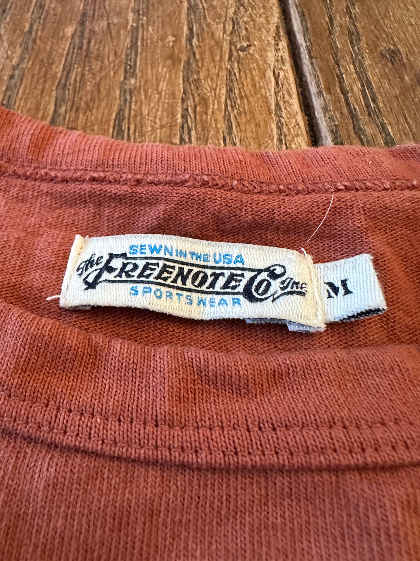 Freenote Cloth Co Shirt Mens Medium Orange Cotton Pocket Short Sleeve USA Made