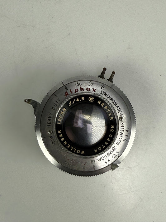 Wollensak 127mm f4.5 Raptar Lens in Alphax Shutter