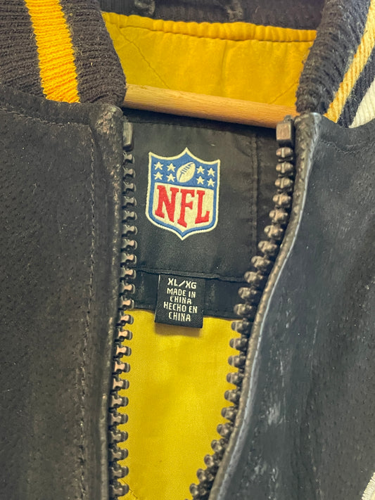 Pittsburgh Steelers Leather Letterman Jacket XL