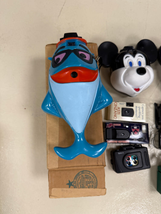 Large lot of Rare Vintage film cameras Charlie tuna, snoopy, Mickey, bugs bunny