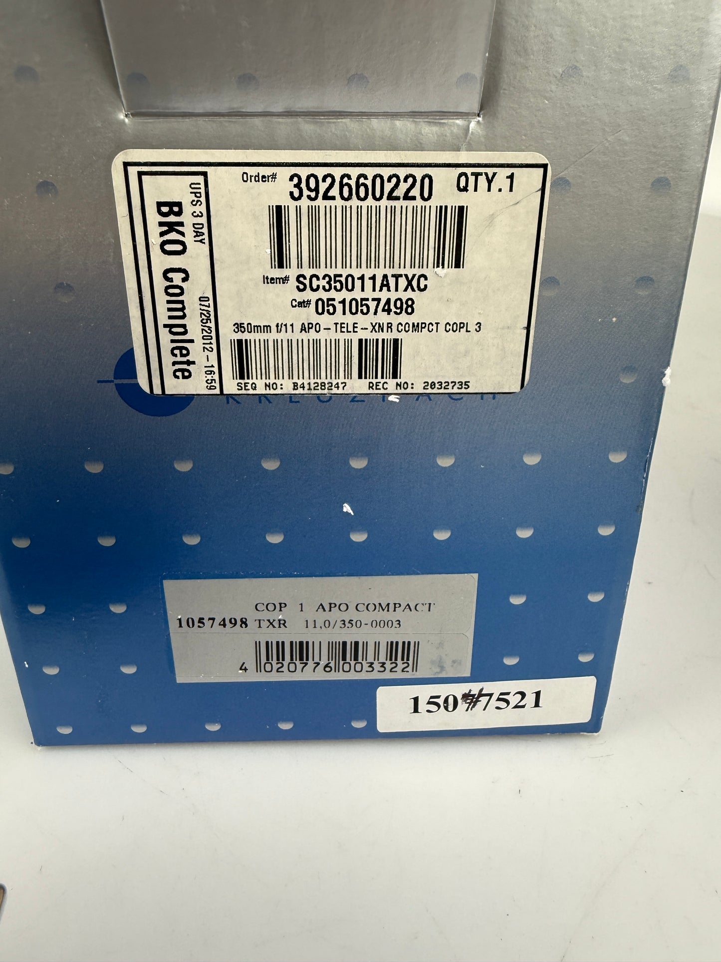 Schneider Apo TELE XENAR 350mm F11 COMPACT MC Lens in Copal #1 Shutter MINT in box