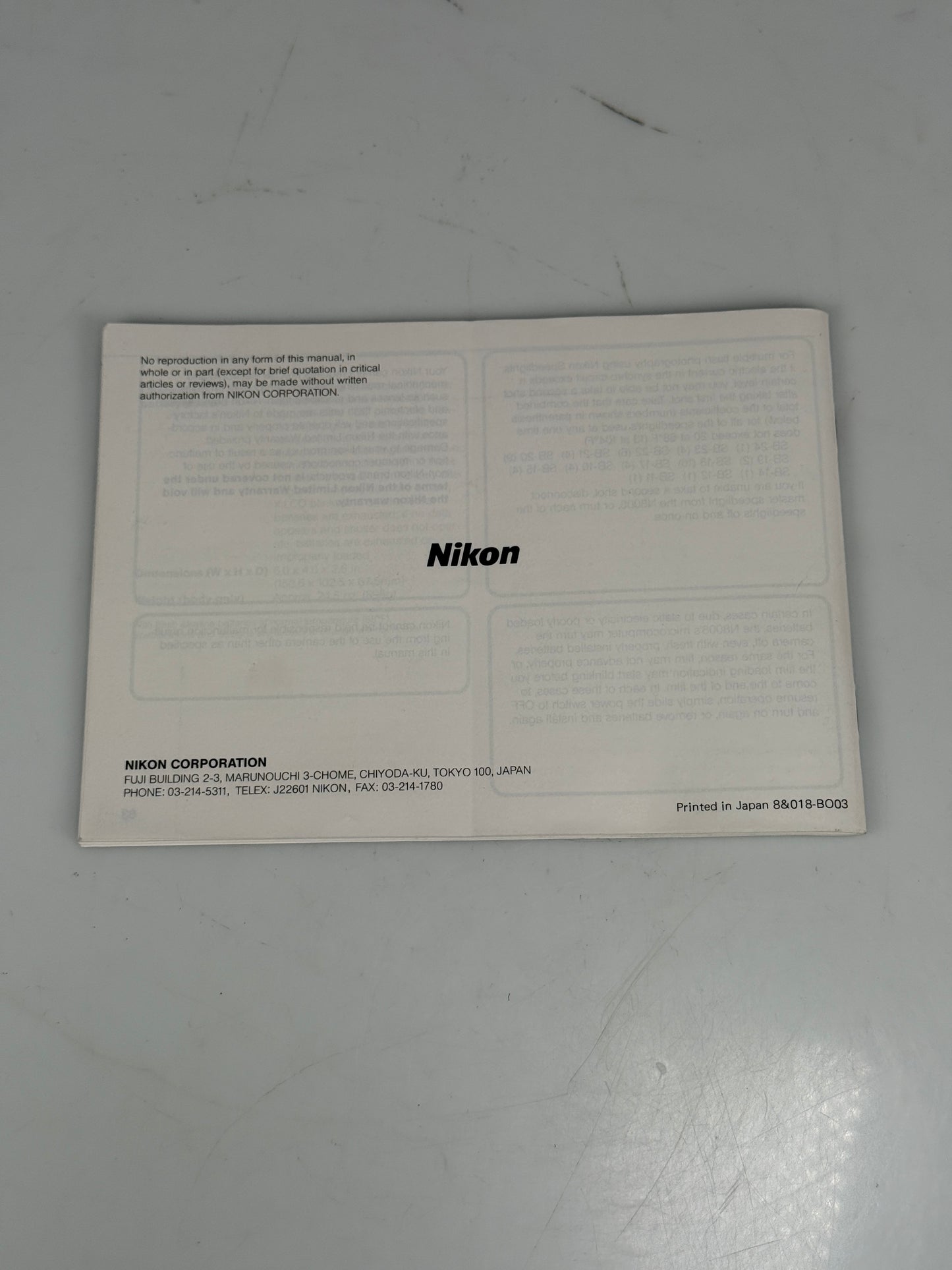 Nikon AF N8008 Camera Instruction Manual