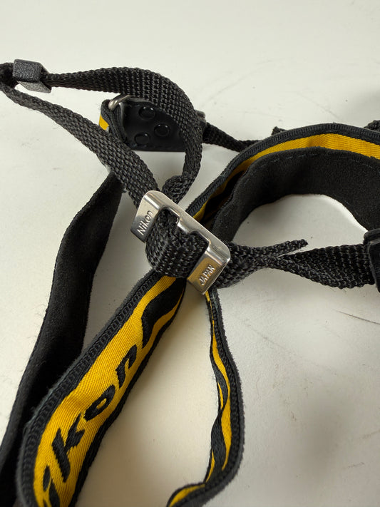 Vintage Excellent Yellow And Black Nikon Neck Strap