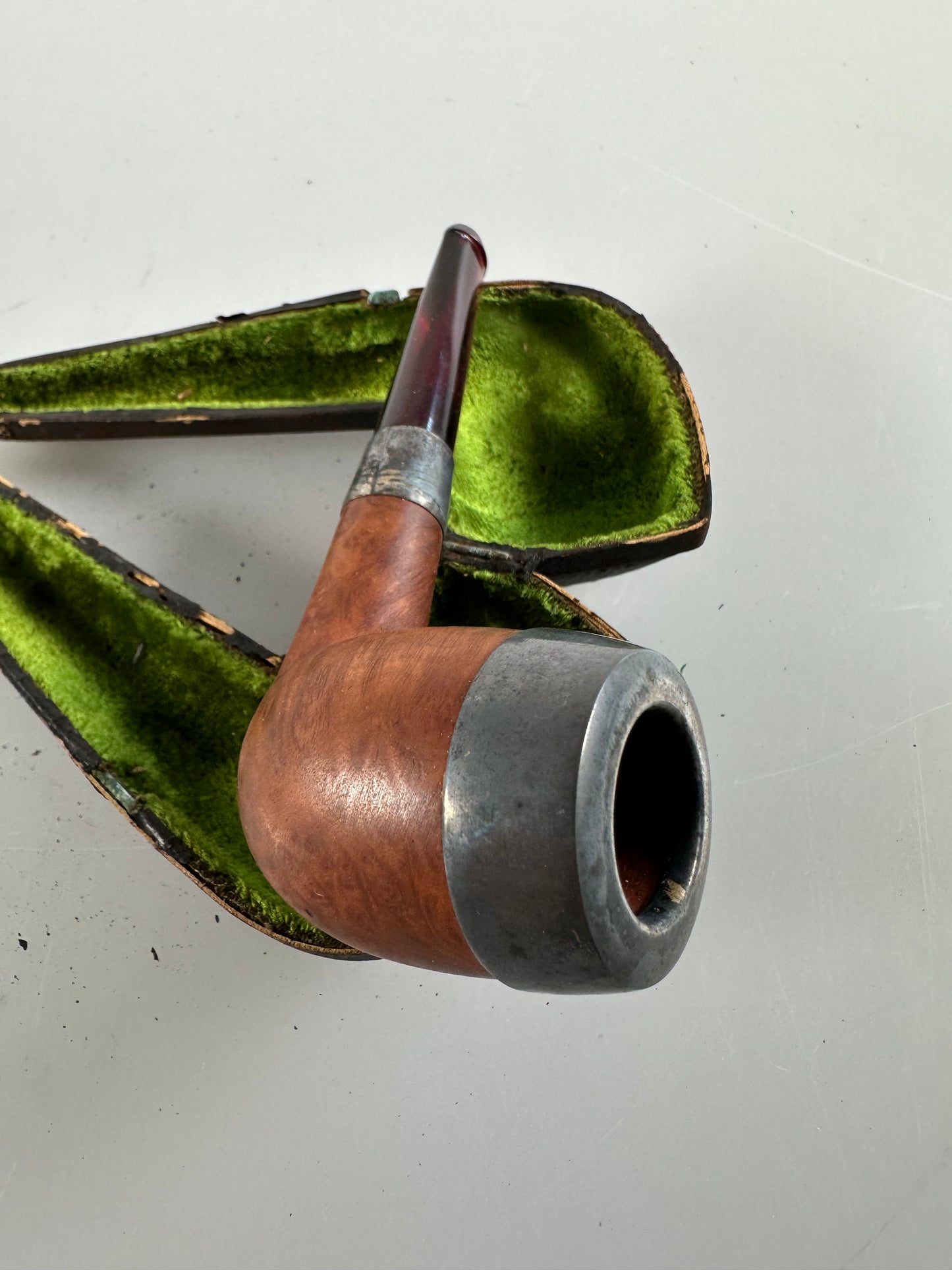 KBB Blue Line Bakelite Pipe, Unsmoked Silver French Briar