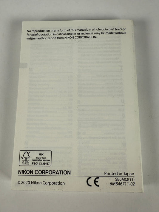 Nikon D6 Digital Camera Instruction Manual