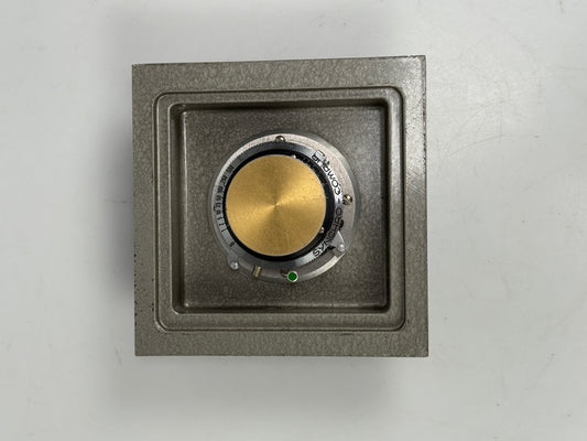 C P Goerz AM Opt Co 3 5/8" WA Dagor f8 Camera Lens gold ring in board