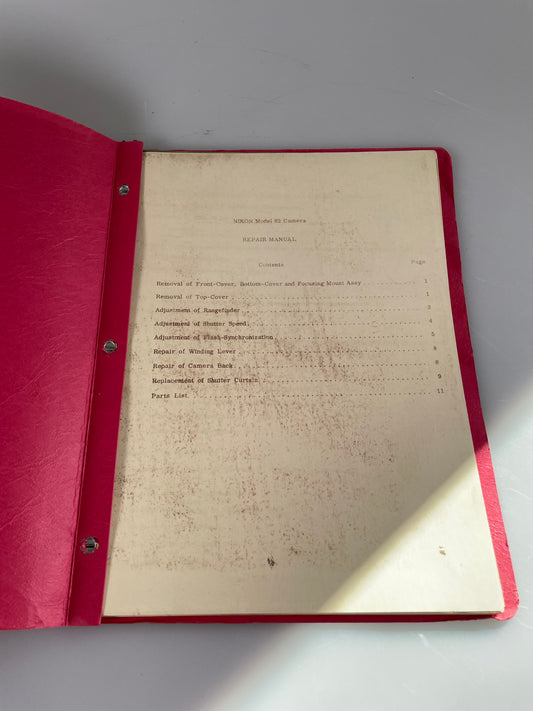 Nikon S2 35mm Rangefinder Camera Repair Manual (English)