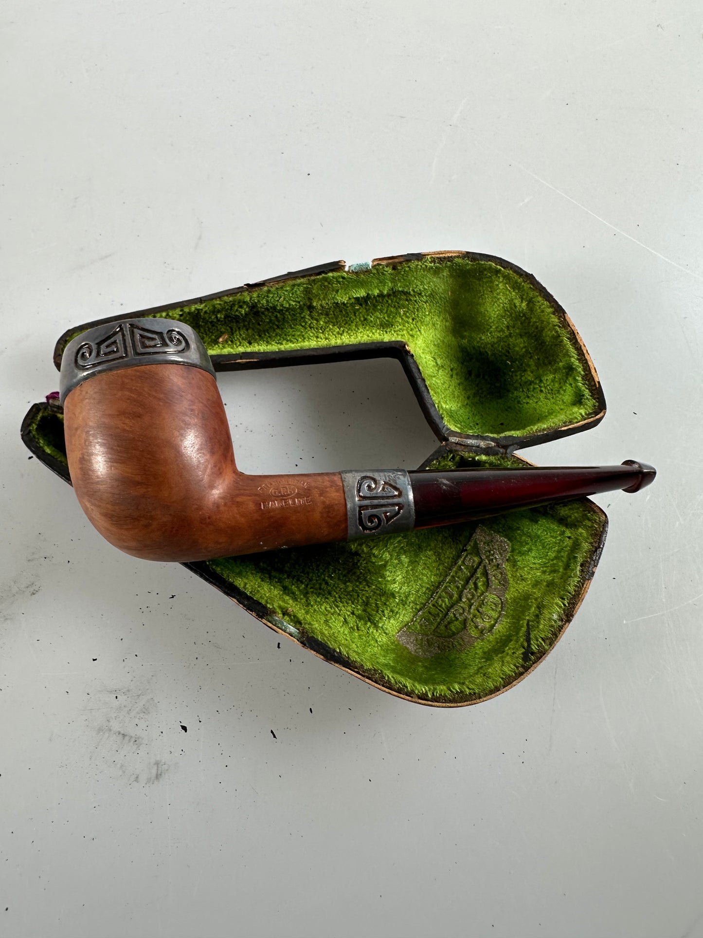 KBB Blue Line Bakelite Pipe, Unsmoked Silver French Briar