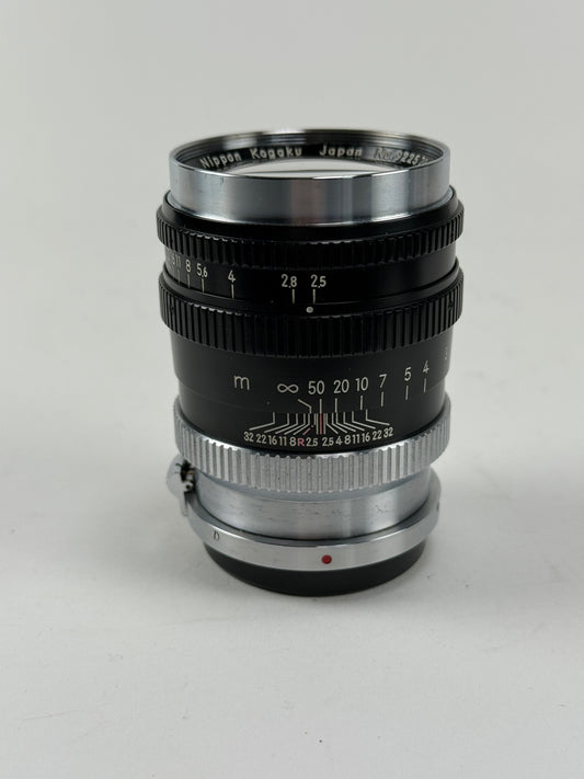 Nikkor P 10.5cm 105mm f2.5 Nippon Kogaku Japan Black Rangefinder S mount Lens