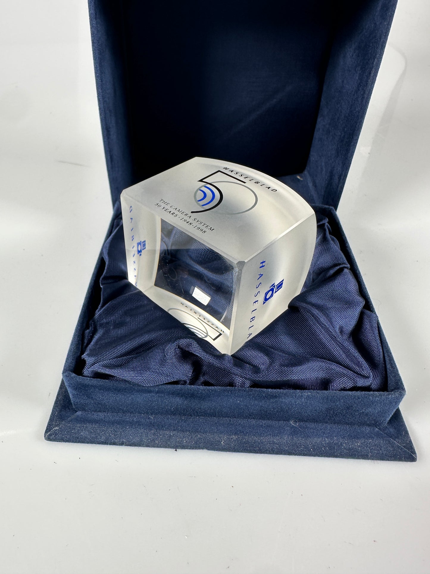 Hasselblad RARE promotional 50 years 1998 Glass desk paperweight